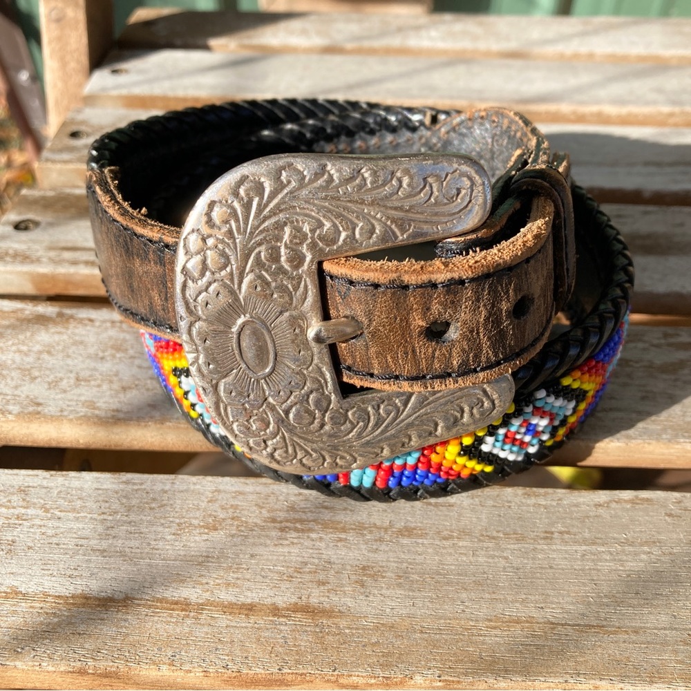 Gorgeous Vtg Mexican beaded belt